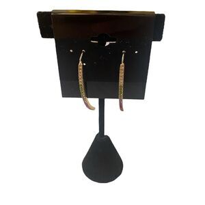 New York & Co. Multi-Colored Pave Crystal Curved Drop Earrings.